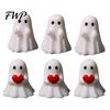 Resin Ghost Sculptures for Shelves 3Pcs Mini Figurines Halloween Decorations, Middle Finger And Goodie Bag Fillers Heart Ornaments Tiered Trays