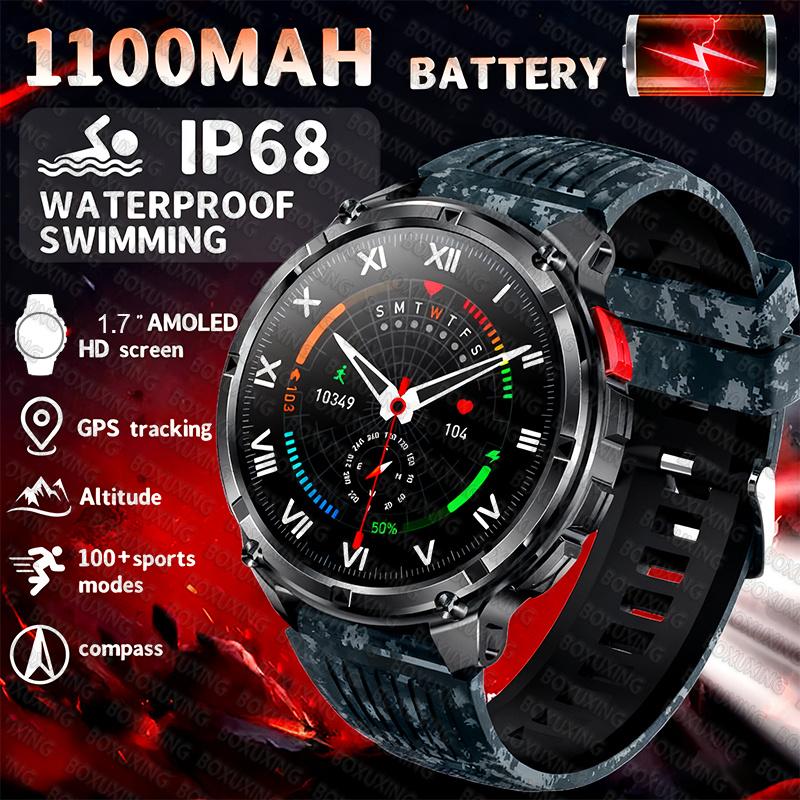 Новые Смарт-часы T-REX3 1100 мАч, 10ATM Водонепроницаемые, GPS, Bluetooth-звонки, 1,7-дюймовый AMOLED HD, Спортивные, Фонарик, Умные Часы для Мужчин
