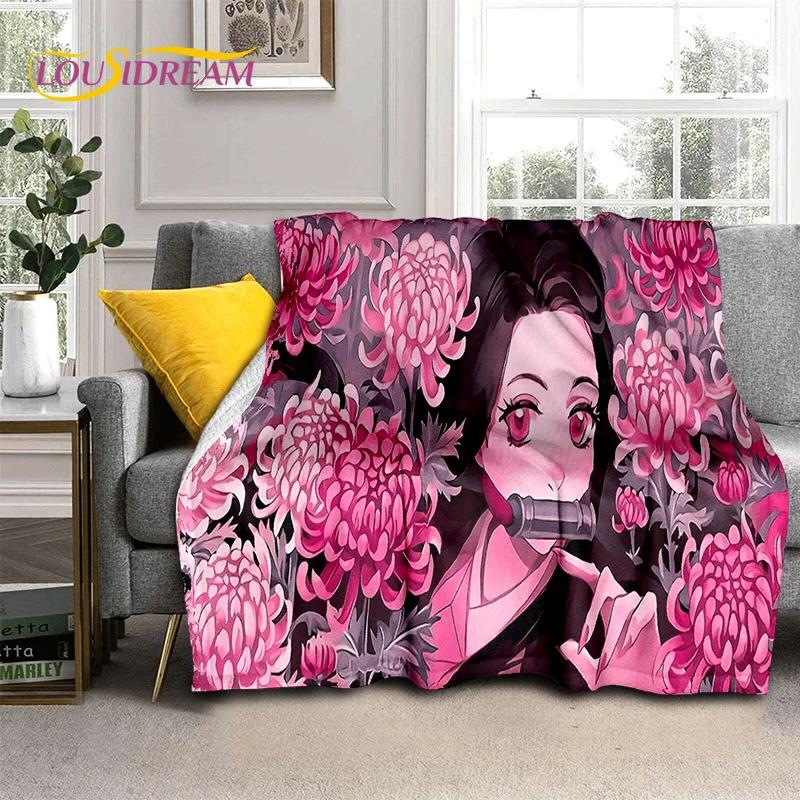 Kamado Nezuko Demon S-Slayer Japan Anime Soft Flannel Blanket для кроватей, спален, диванов, пикников, пледов для детей, отдыха на свежем воздухе