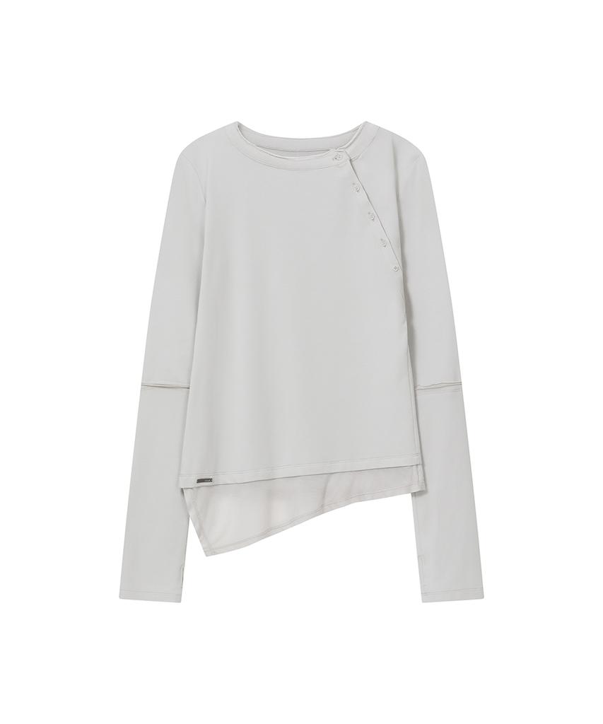 MISEKI SEOUL Slash Button Layered Long Sleeve Light Gray