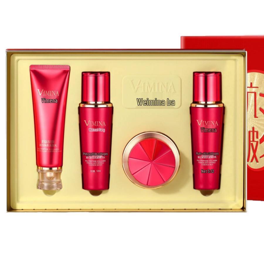 Сияющий набор с пептидами и коллагеном: Нежный, Увлажняющий, Нежирный Уход за Кожей для Более Светлого Тона Кожи.