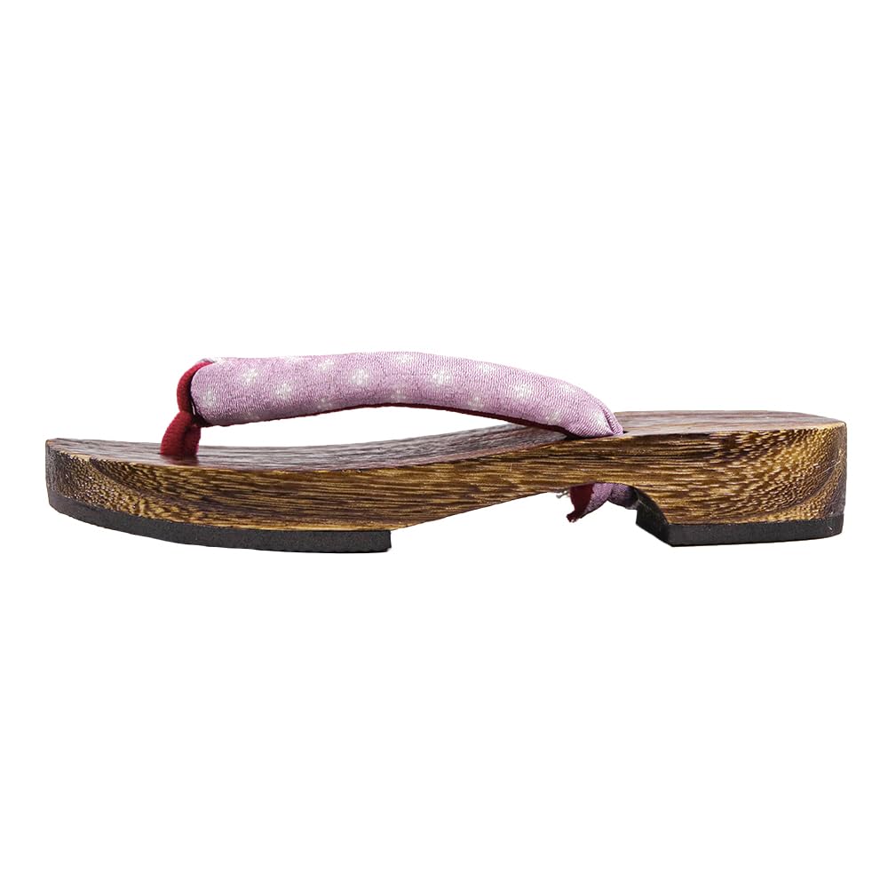 Geta Wooden In Burnt Paulownia Wood for Women [KYOETSU] (Japanese Clogs) Dull, (4 Lilac, Small)