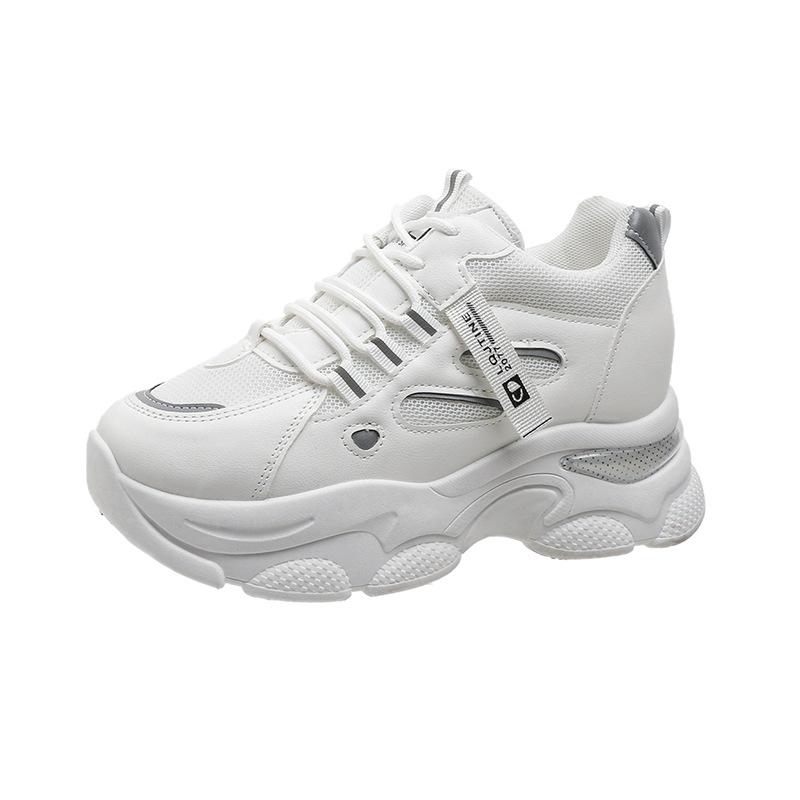 Весенние новые сетчатые дышащие туфли на внутренней платформе для женщин 2025, женские спортивные туфли на толстой подошве с платформой, кроссовки для папы, женские