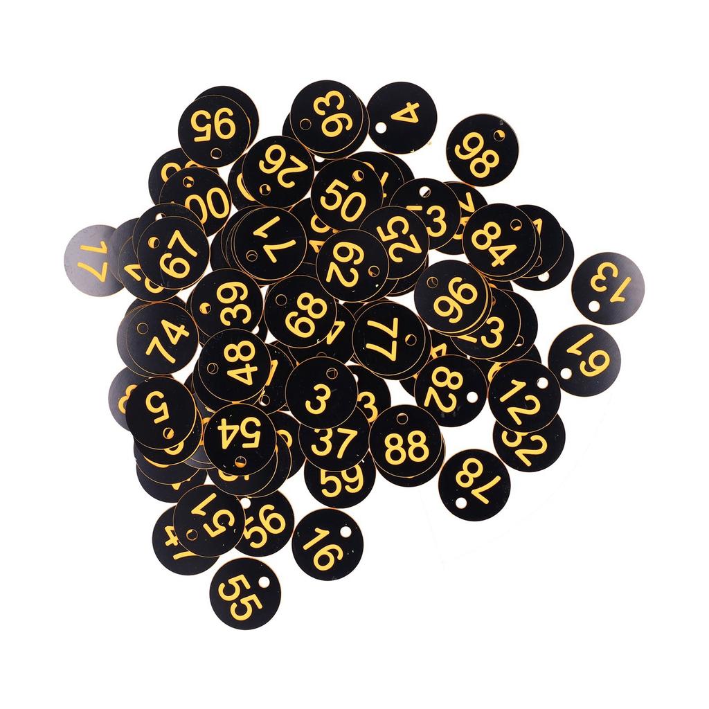 100 шт., бирка с круглым номером, маркер для улей, этикетки с отверстием, аксессуар для пчеловодства на ферме(Черный желтый
