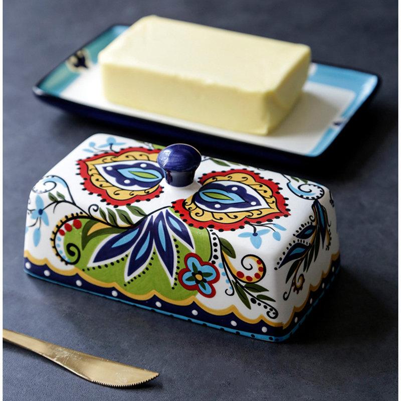 Керамическая масленка с крышкой для столешницы, держатель для хранения масла с герметичной крышкой, контейнер для масла для столешницы или холодильника