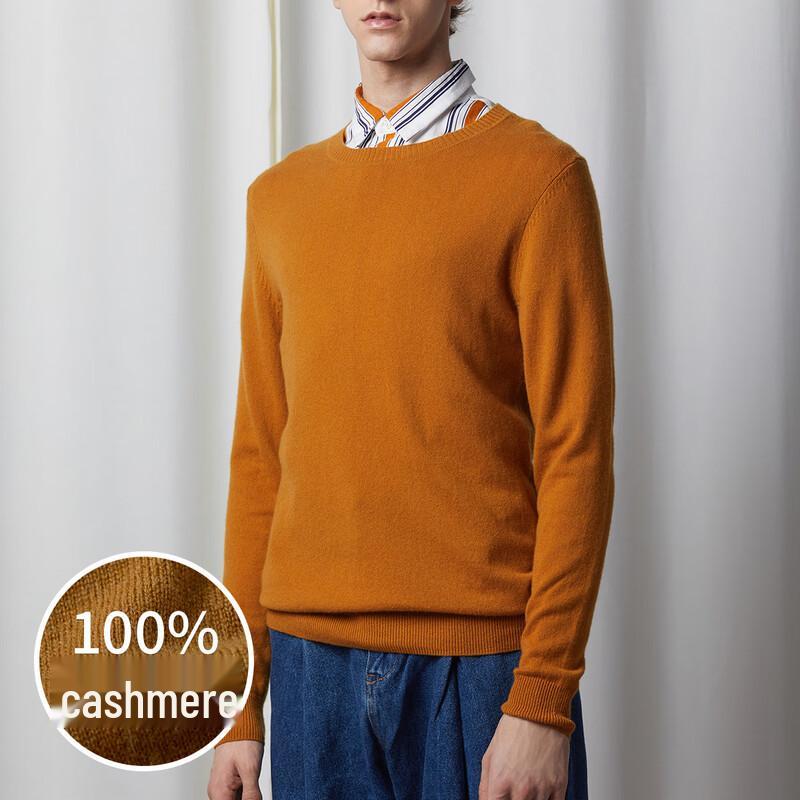 Men's Round Neck 100% Cashmere Long Sleeve Knit Sweater