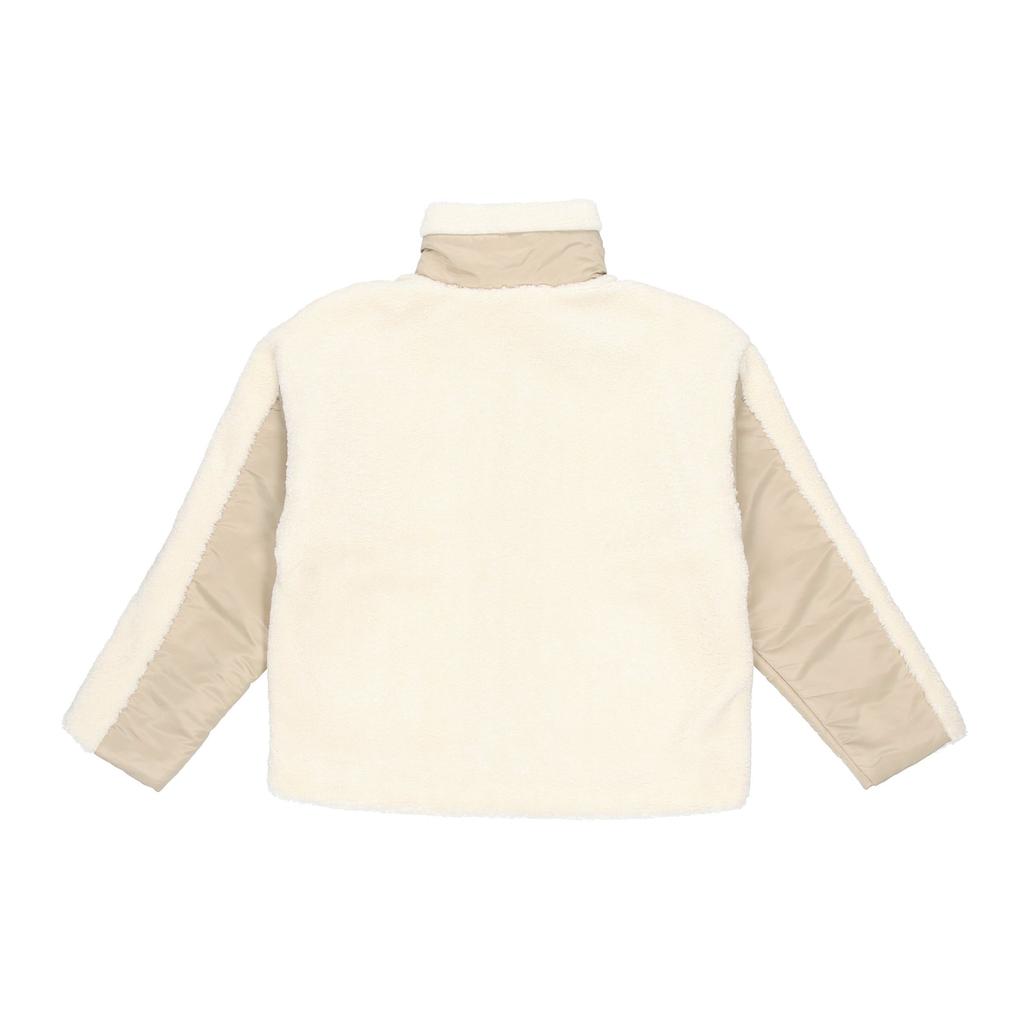 adidas Оригинальная Женская Спортивная Куртка-Флис Originals Sherpa Color Block с Воротником-стойкой Цвет: Кремово-белый HC6603