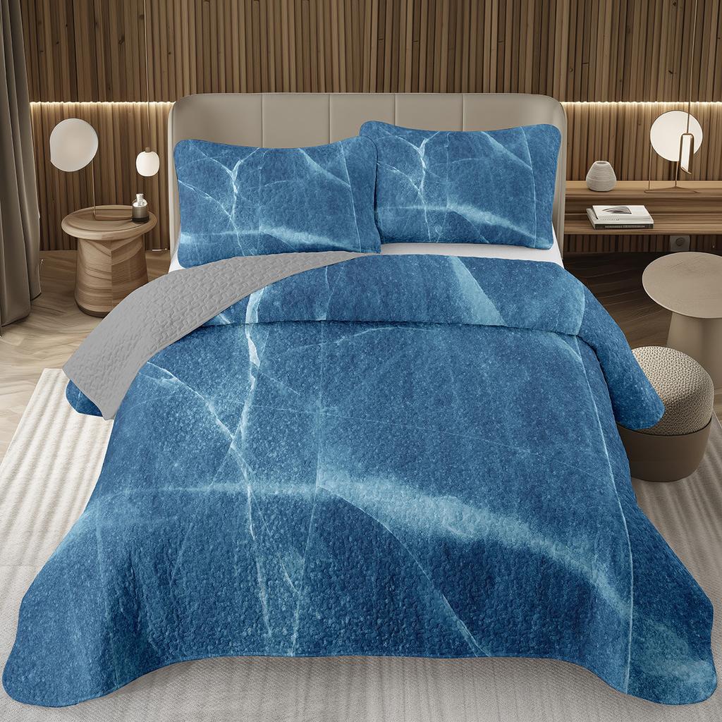 Marble Grain Bedspread Twin King,Abstract Marble Texture Design Quilted Marbling Coverlet Set Ink Fluid Art Quilt Set Home Decor