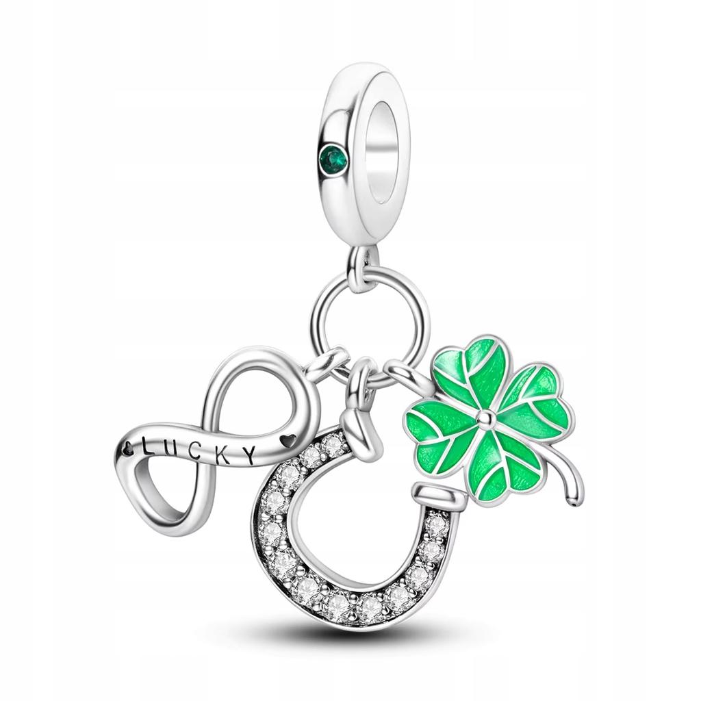 Modular Bead S925 Silver Lucky Infinity 4-Leaf Clover Horseshoe