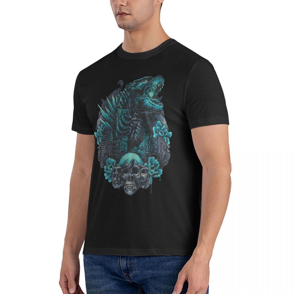 Godzillaed Rise From The Depths T-Shirt Men Round Neck Cotton T Shirts Short Sleeve Tops Printed Clothing