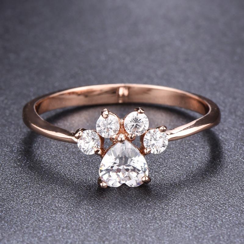 Creative jewelry rose gold opal footprint ring personalized design versatile trinket
