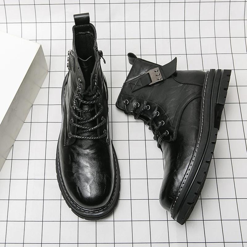 Fashion Fashion Trend Boots Fashion Thick Soled Motorcycle Boots Designer Winter Boot Formal Dress Shoes For Men Leather Ankle Boots