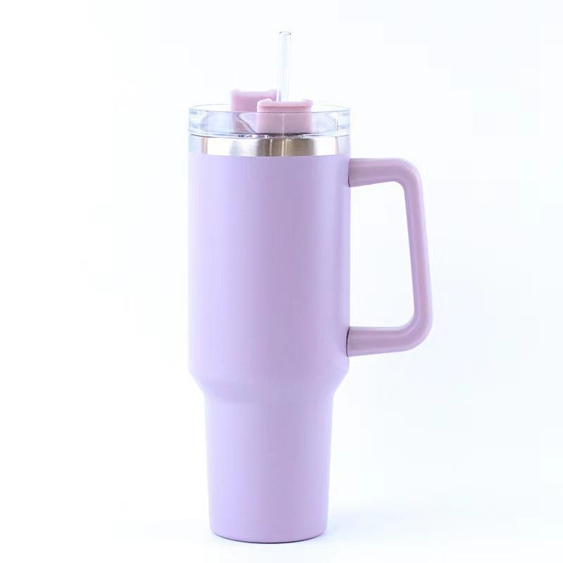 Handle Cup Car Cup Summer New Large Capacity Car Double-layer Water Cup 304 Ice Bomber Thermos Cup with Straw