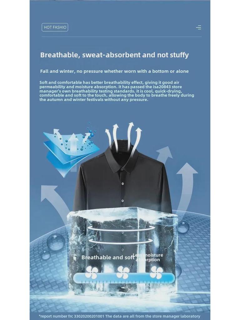 Men's Slim Fit Long Sleeve Korean Style Casual Shirt - Black/White, Non-Iron, High-End Trendy Design