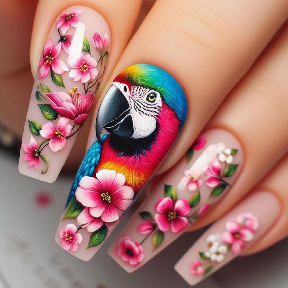 24Pcs Dreamy Star Moon Butterfly Press On Nails Vintage Flower Coffin False Nails Sweet Cool Acrylic Nail Art