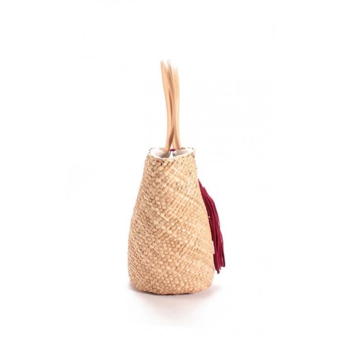 Panier - SCOOTER - Bordeaux - 100% Paille - Doublure 100% Lin - Pour Femme