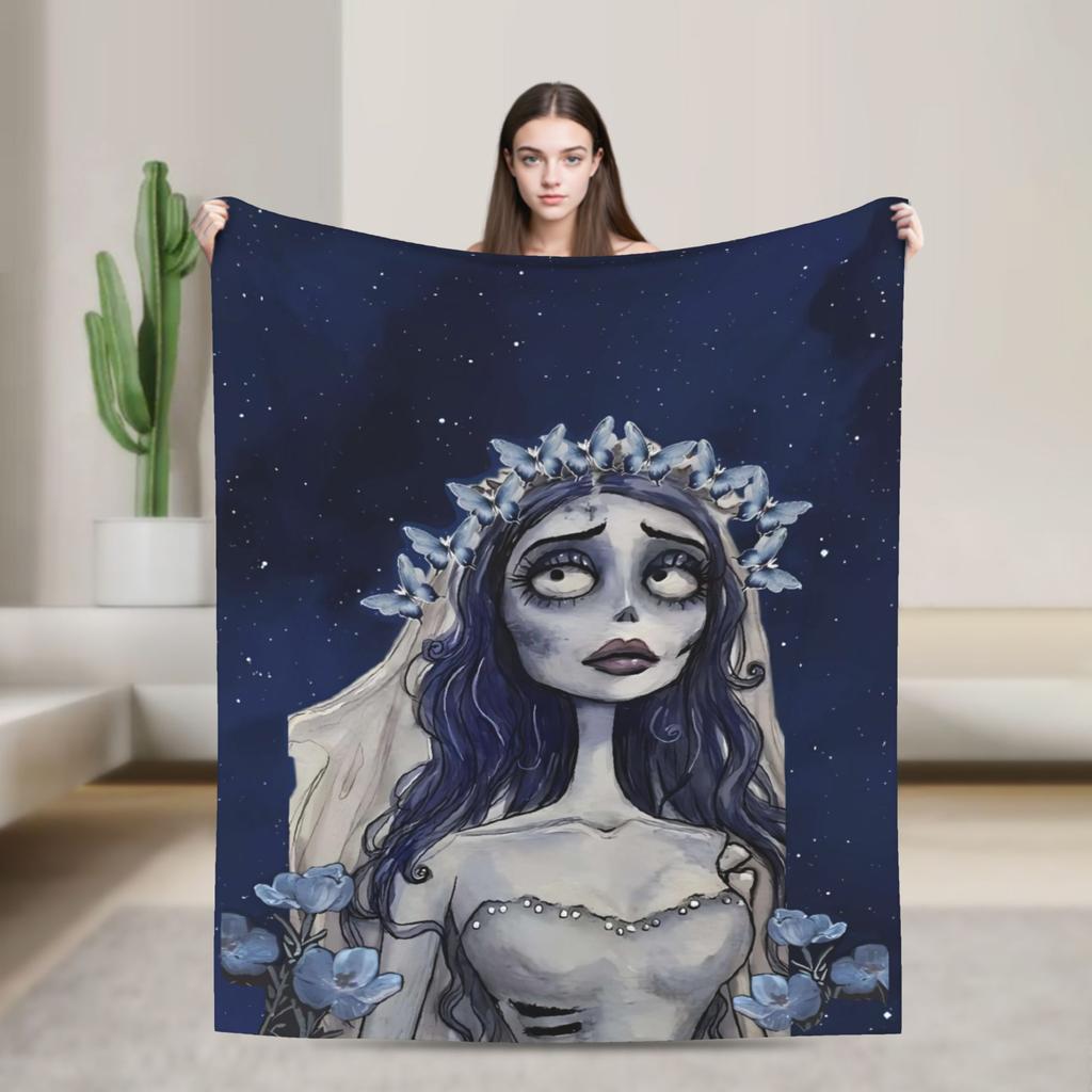 Anime Movie C-Corpse Bride Blankets Warm Soft Pattern Plush Bedding Throws For Kids Adult Bedroom Flannel Bedspread Bed Cover
