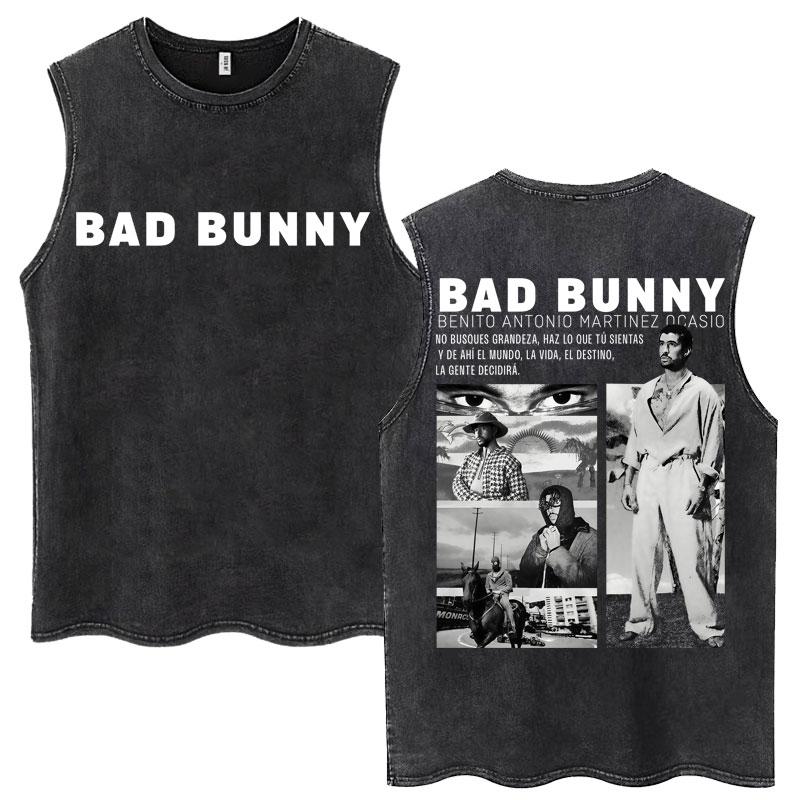 Рэпер Bad Bunny Деби Тирар Мас Фотос DTMF Стиранные майки Модная эстетика Безрукавки Мужские Женские Хлопковые жилеты