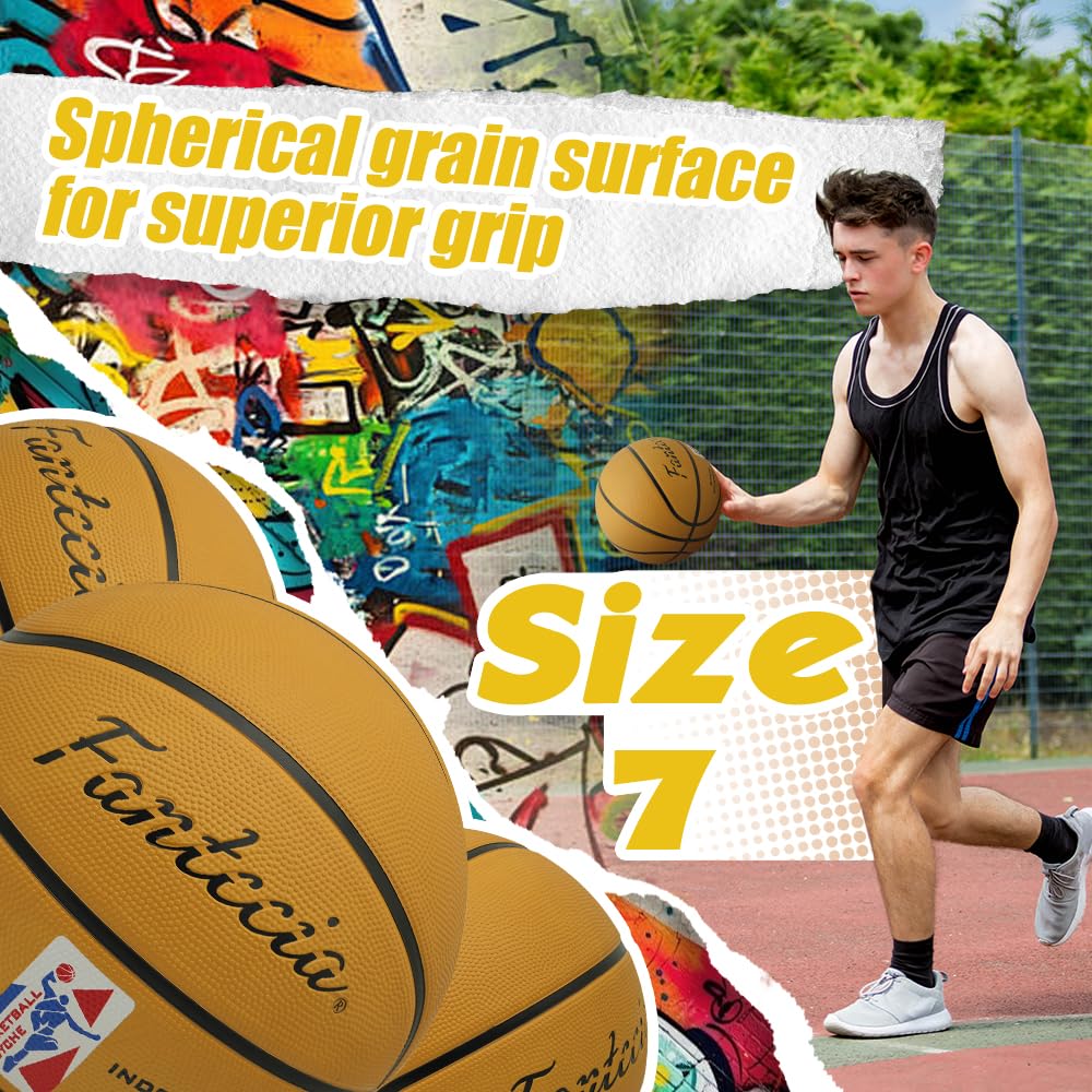 Fantecia Basketball Size 7 Rubber Basketball for Junior - Indoor/Outdoor (Ideal Players)