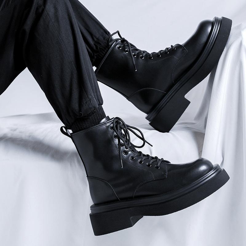 Мужские ботинки Fried Street Martin Boots 2025 года, осенне-зимние, круглые, с толстой подошвой, черные, в стиле знаменитостей из Интернета, 5012-R