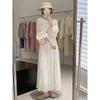 2024 Spring Women's French White Long-Sleeve Tea Dress: Elegant Style for Gentle Temperament