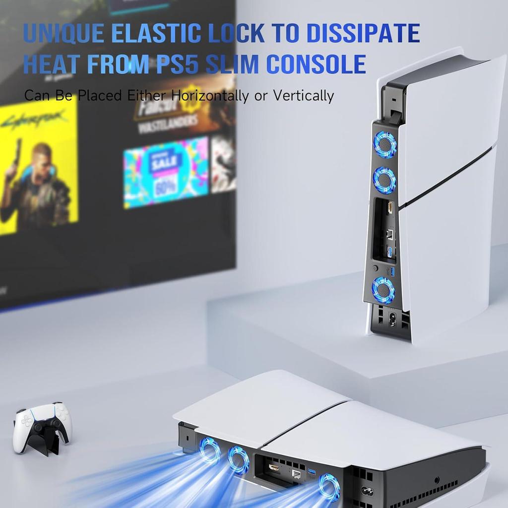 Задний вентилятор для консоли PS5 Slim: Тонкий радиатор для контроля температуры и охлаждения.