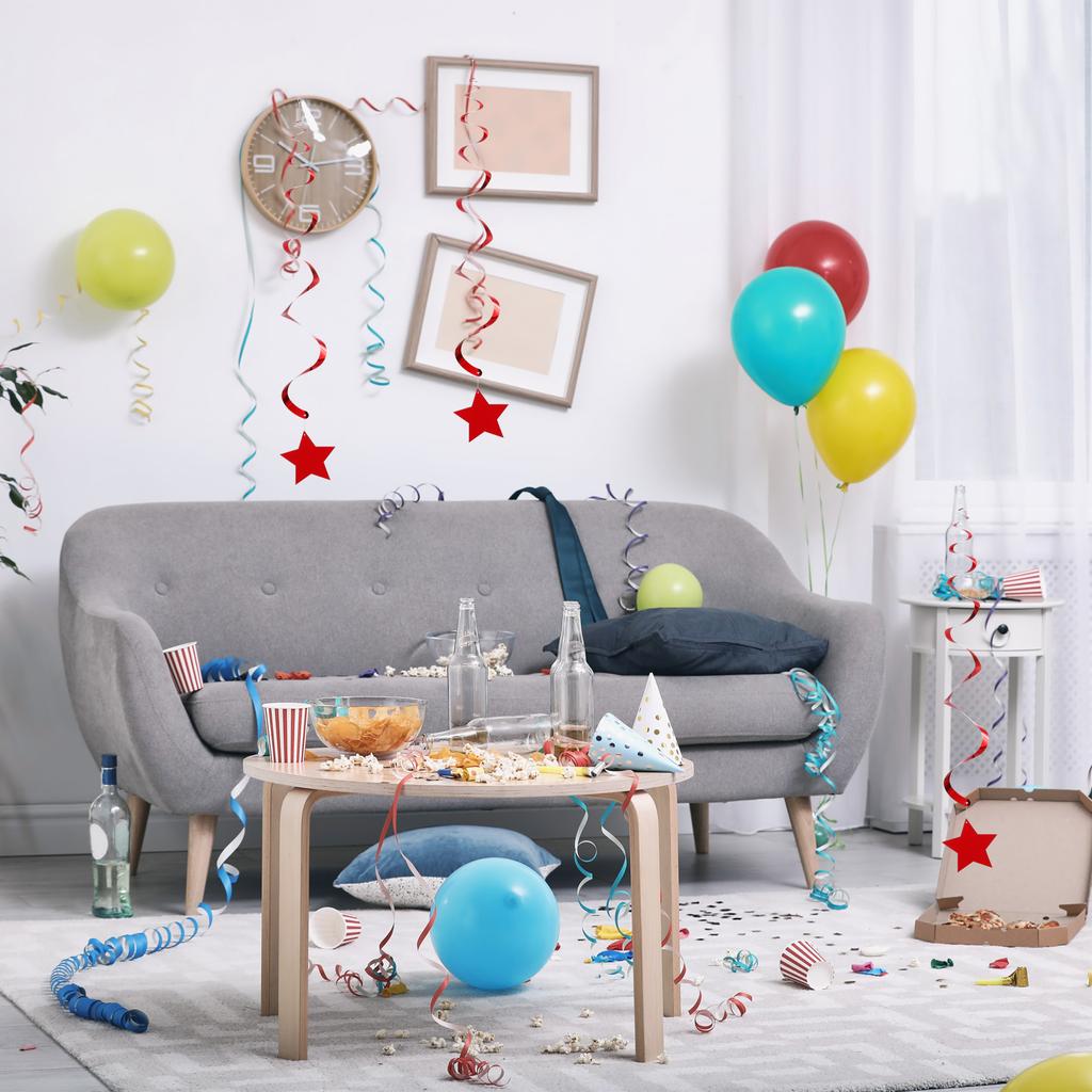 20/30pcs Star Swirl hanging Decoration Glow in the Dark Neon Garland Streamers Reactive Fluorescent Paper Flag Banner for Party