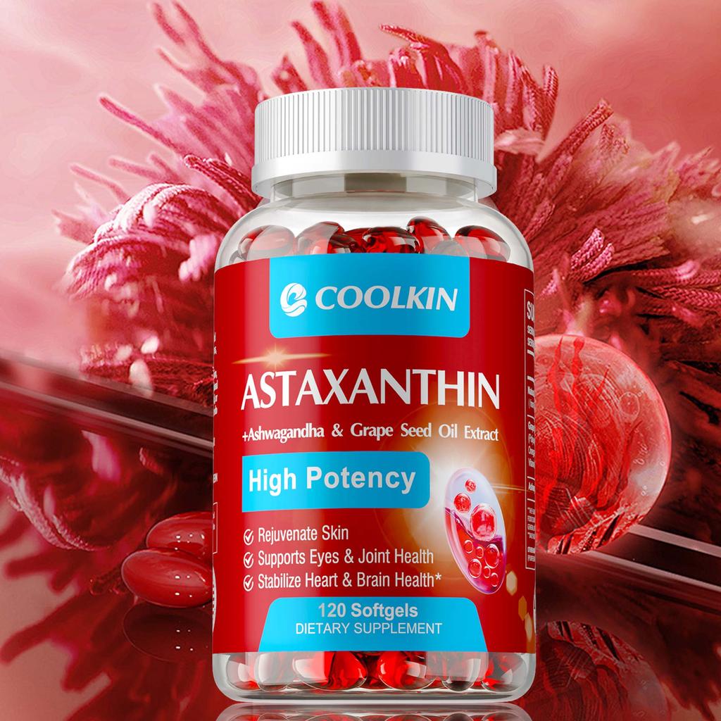 Astaxanthin 24mg-Ashwagandha,Grape Seed Oil-Vision Health,Heart & Joint Support