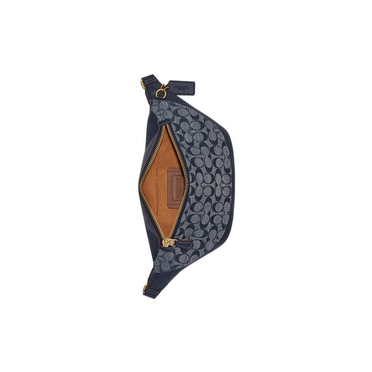 Coach Warren 40 Classic Monogram Zip Closure Leather And Fabric Shoulder Bag Men Shoulder Bag Denim CG994-B4DE