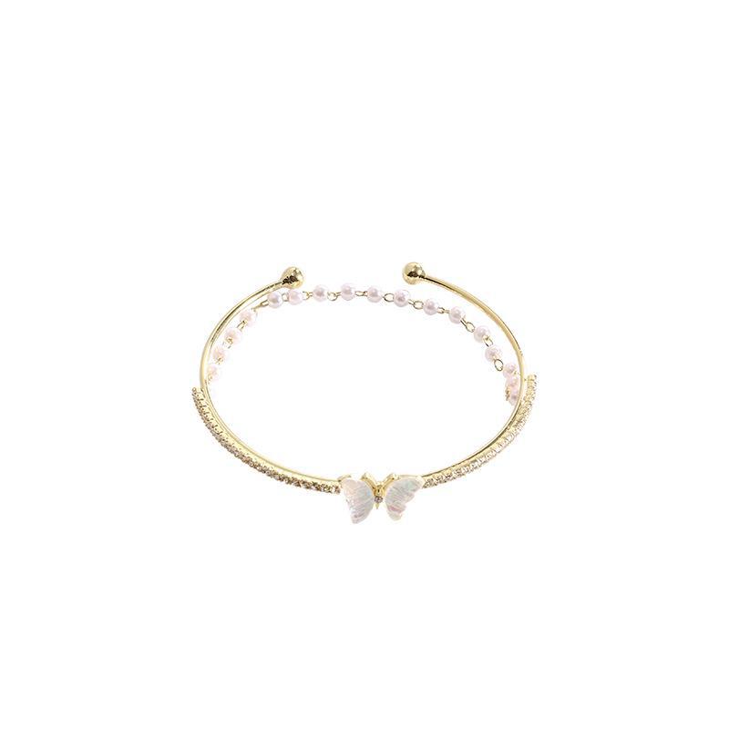 Элегантный двухслойный браслет-бабочка из циркония для женщин