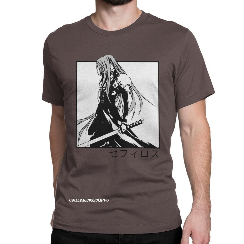Sephiroth Ffvii Final Fantasy Футболка большого размера для мужчин Хлопковая потрясающая футболка Футболки Harajuku Графическая одежда Уникальная