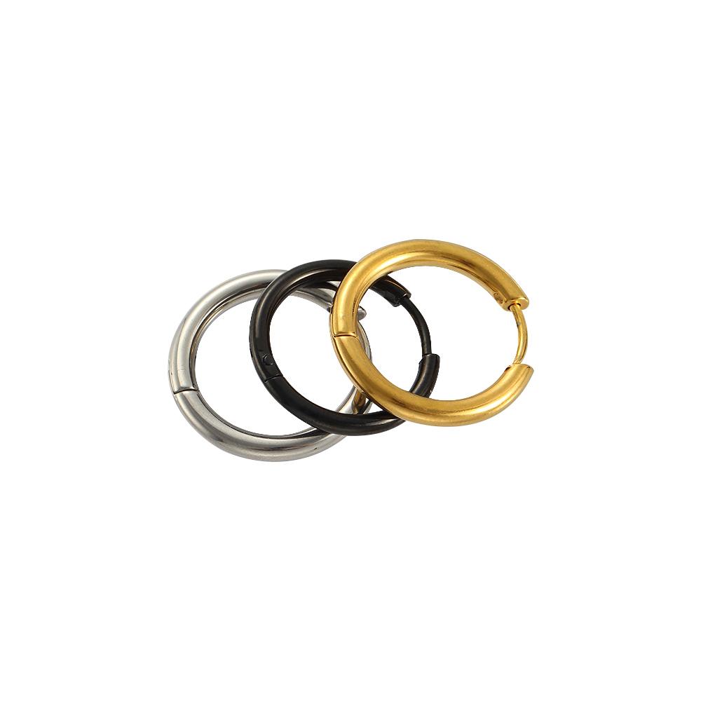 Silver/Black/Gold Color For Men Women Hoop Earrings Titanium Steel Round Circle Earrings Buckle
