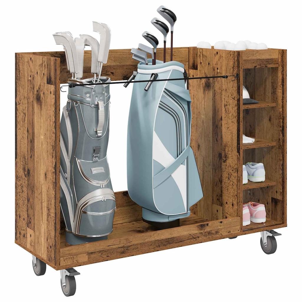 Golf Cabinet with Wheels Reclaimed Wood Look 120 x 45 x 98 cm
