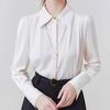 Women Blouses Shirts 2025 Spring Long Sleeve Women Blouse Shirt Turn Down Collar Office Lady White Black Chiffon Blouse Shirt Women Tops J854