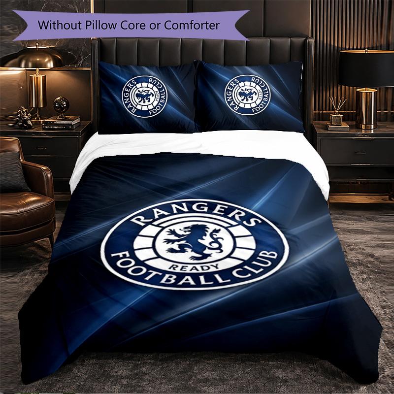Rangers FC Themed Bedding 3Pcs Duvet Cover Set Decorative Bed Linen For Teen Room Home Decoration
