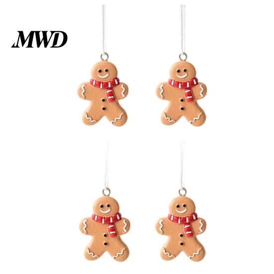 Christmas Tree Decorations 4 Pcs Gingerbread Ornaments, Candy Cane, Tree, Lollipop, Decorative Pendants for Garlands Man Xmas Hanging Decoration Home