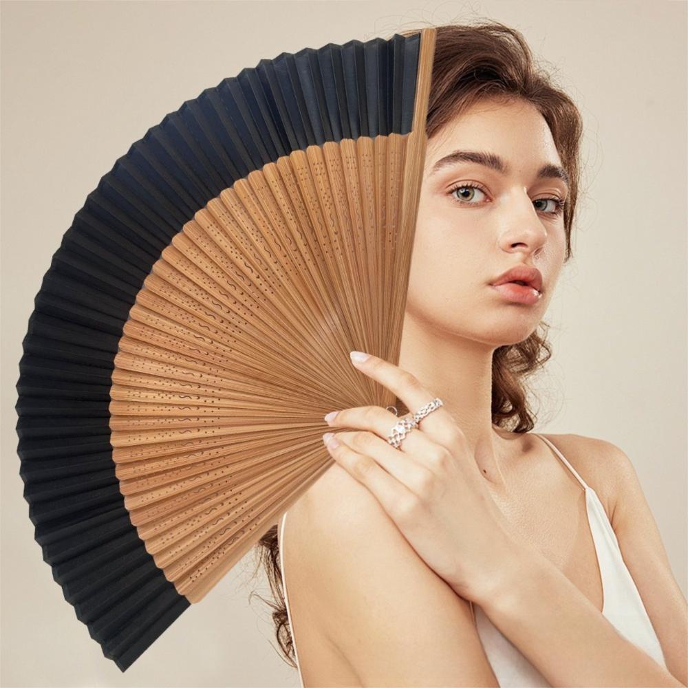 Portable Bamboo Folding Fan Short Folding Dance Folding Fan Retro Handheld Fan  Catwalk
