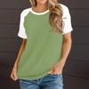Женская летняя повседневная цветная свободная футболка с круглым вырезом и рукавами реглан с короткими рукавами