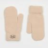 RECLOW FLUFFY LOGO MITTEN GLOVE BEIGE