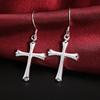 925 Sterling Silver Cross Pendant Piercing Earrings Fashionable Wedding Jewelry