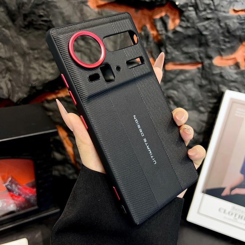 Red Camera Frame with Textured Case For ZTE nubia Z80 Ultra zte Z70S Ultra z70 ultra Ultimate Design Shockproof Cover