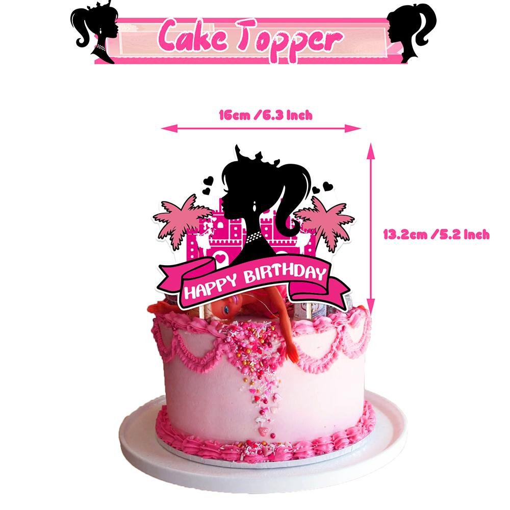 Новые 32 шт. украшений для вечеринки в стиле Барби на день рождения включают баннер, воздушные шары, топперы для торта