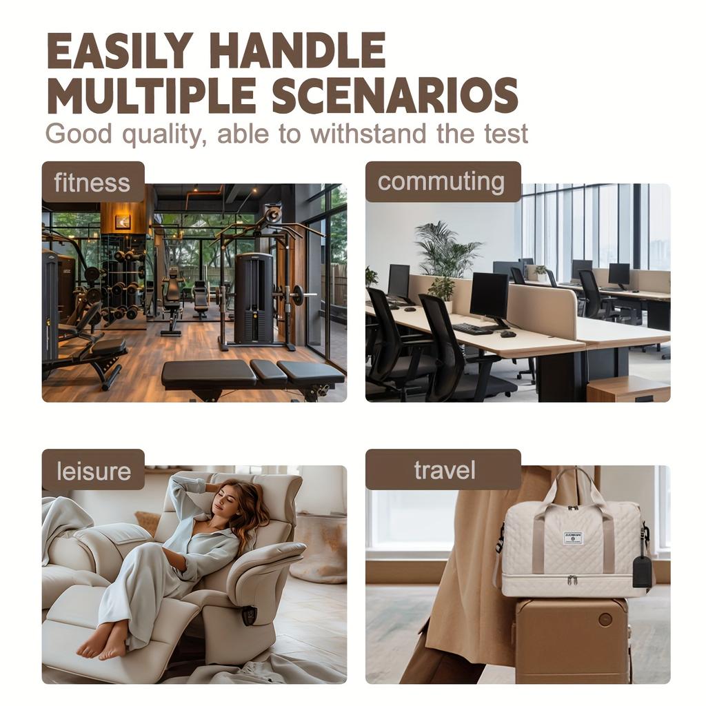 Дорожная сумка из ткани Оксфорд, стеганая, с отделением на молнии и регулируемым плечевым ремнем.