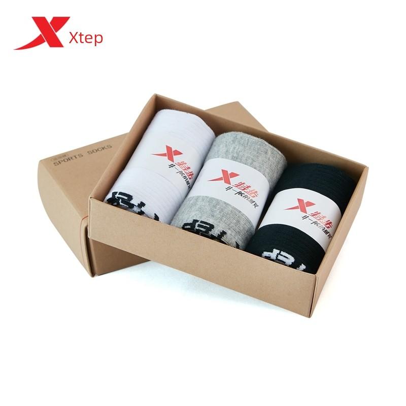 3 Pairs of Xtep Official Genuine Running Socks, Casual Tennis Adjustable Mid-Length Socks, Outdoor Hiking and Mountaineering Mid-Calf Socks