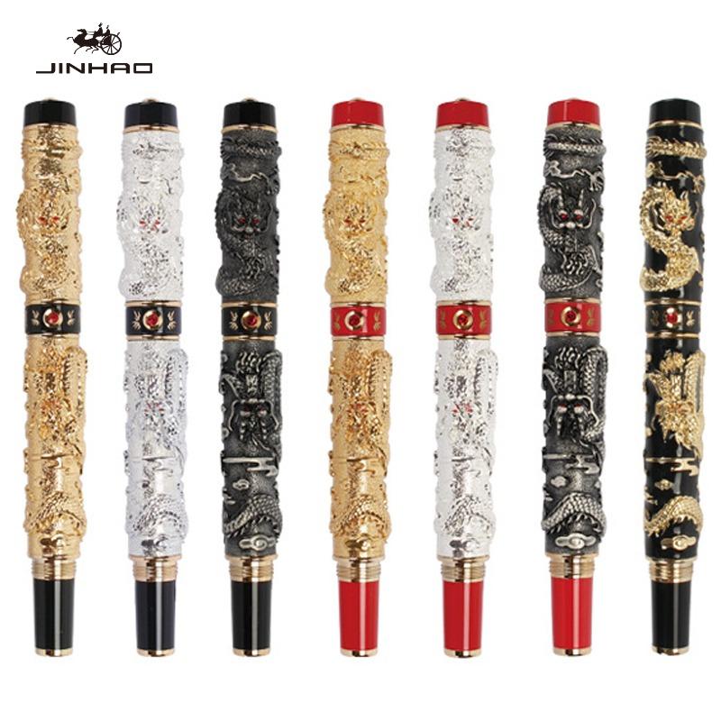 JINHAO Двойные Драконы Играющие с Жемчужиной Ретро Перьевая Ручка Классическая EF/F/M Коллекционная Письменная Канцелярия Офисные Школьные Принадлежности