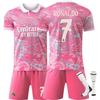 Подростки Дети Взрослые Индивидуальное Имя Футбольные Комплекты 24/25 Реал Мадрид Розовый Дракон #7 РОНАЛДО Спортивный Тренировочный Комплект Джерси с Носками