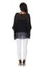 Sara Rose Chiffon Loose Summer Blouse with Sleeves Black Polka Women's Tunic, See-Through 3/4 (Free, Dots)