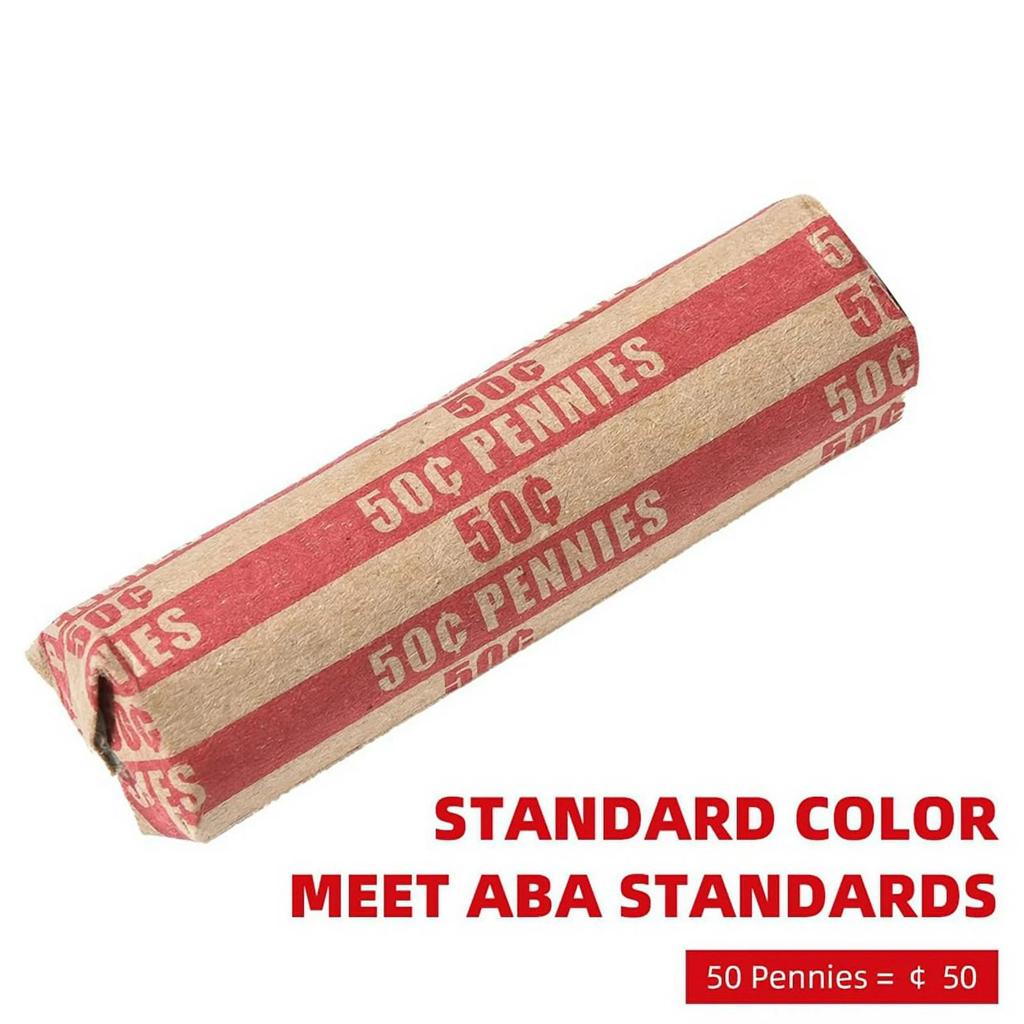 100PCS Penny Coin Packaging Paper Coin Storage Special Paper Penny Roll Packaging Paper Used for Banks Supermarkets Hotels Finance