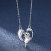 Silver 925 Original 0.5 Carat Diamond Test Past D Color Moissanite Double Dolphin Heart Pendant Necklace Gemstone Necklace Chain