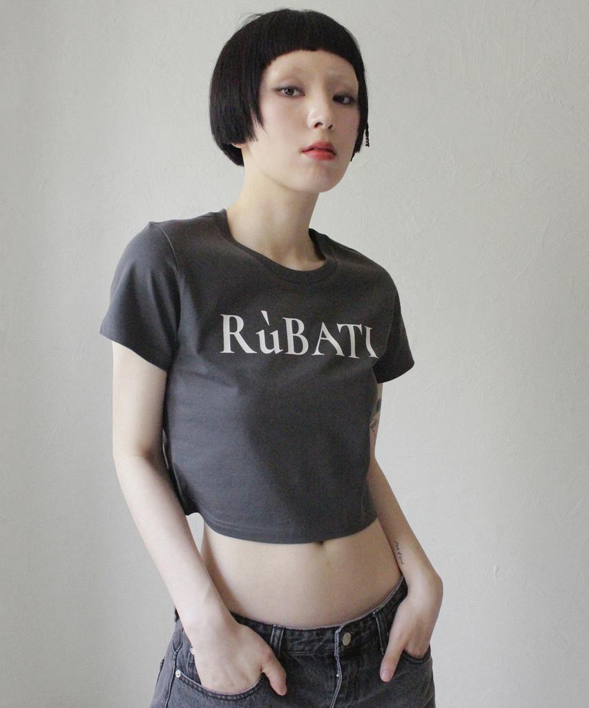 Укороченная футболка с логотипом RUBATI_Угольный
